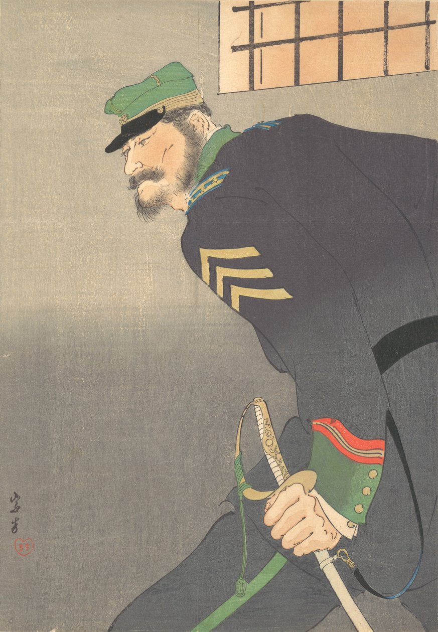 Tisk, [voják s mečem], ca. 1906. od Munakata