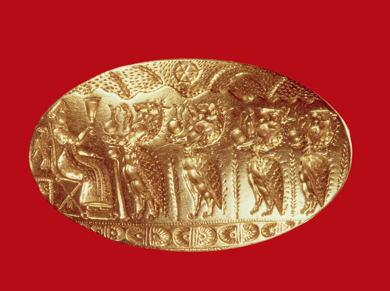 Pečetní prsten, od Tiryns (zlatý) od Mycenaean
