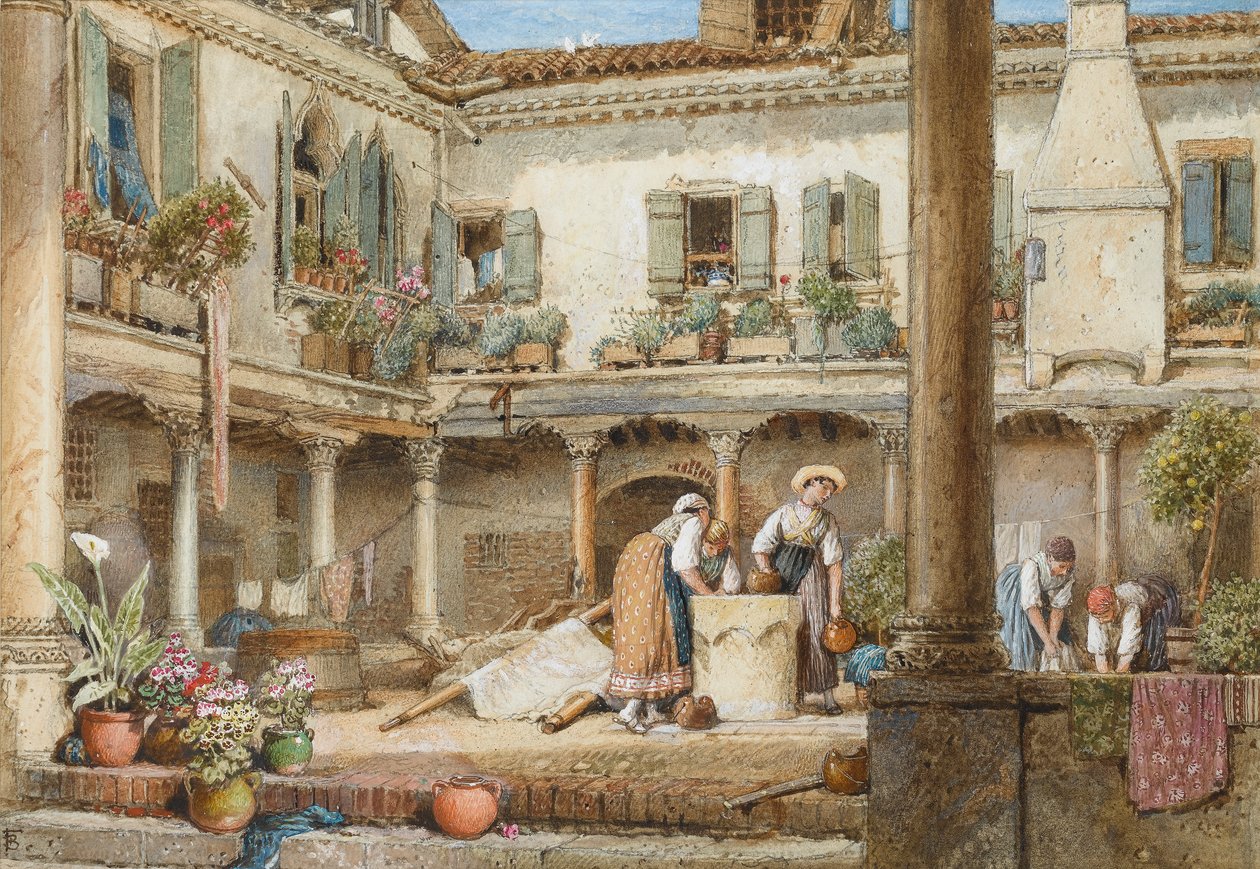 Abbazia San Gregorio, Benátky (čb na papíře) od Myles Birket Foster