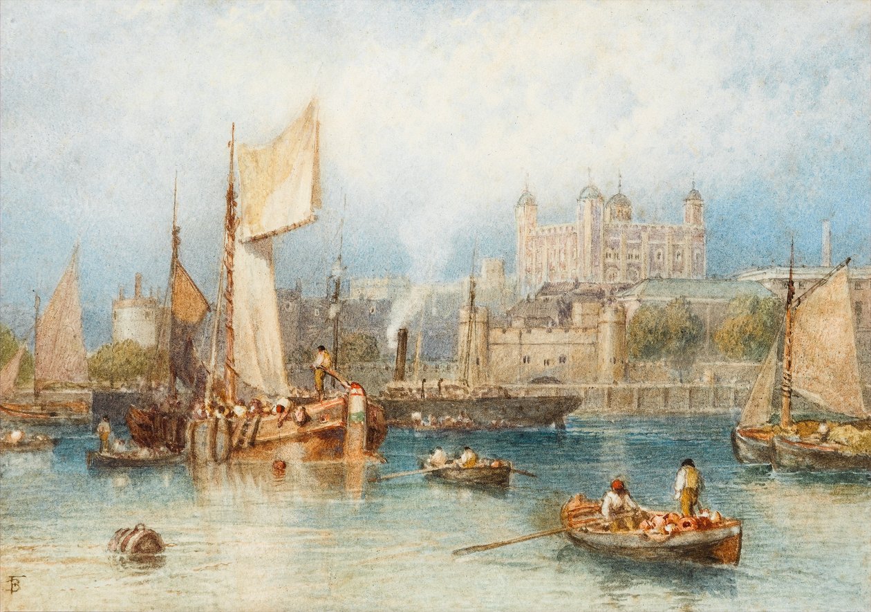 Tower of London z Temže (wc na papíře) od Myles Birket Foster