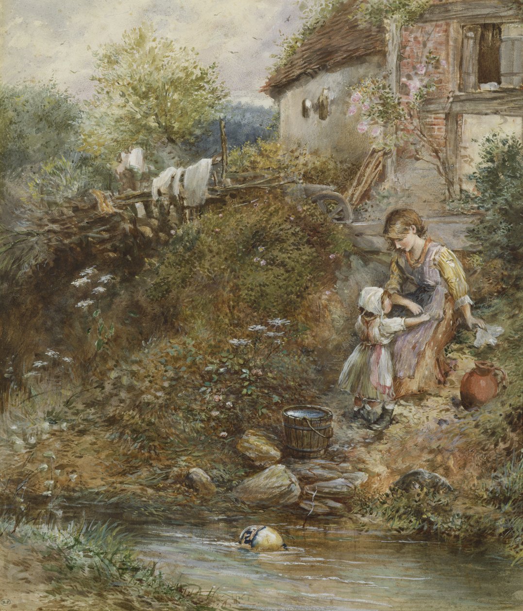 The Washing Day (wc na papíře) od Myles Birket Foster