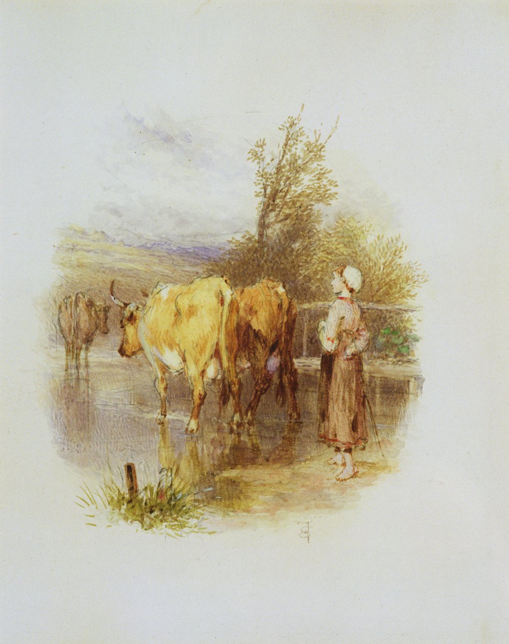 Mladý pastevec krav od Myles Birket Foster