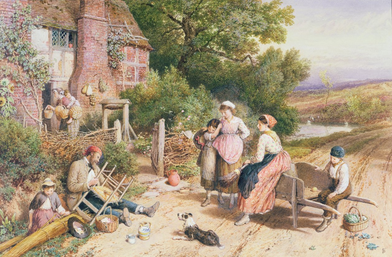 Cestovní židle Mender a Pedlar s košíky poblíž Witley, Surrey od Myles Birket Foster