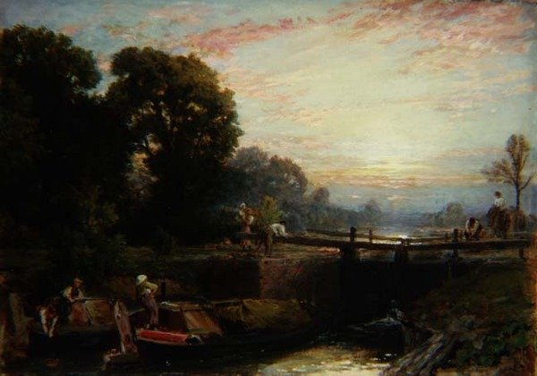 Zámek při západu slunce od Myles Birket Foster
