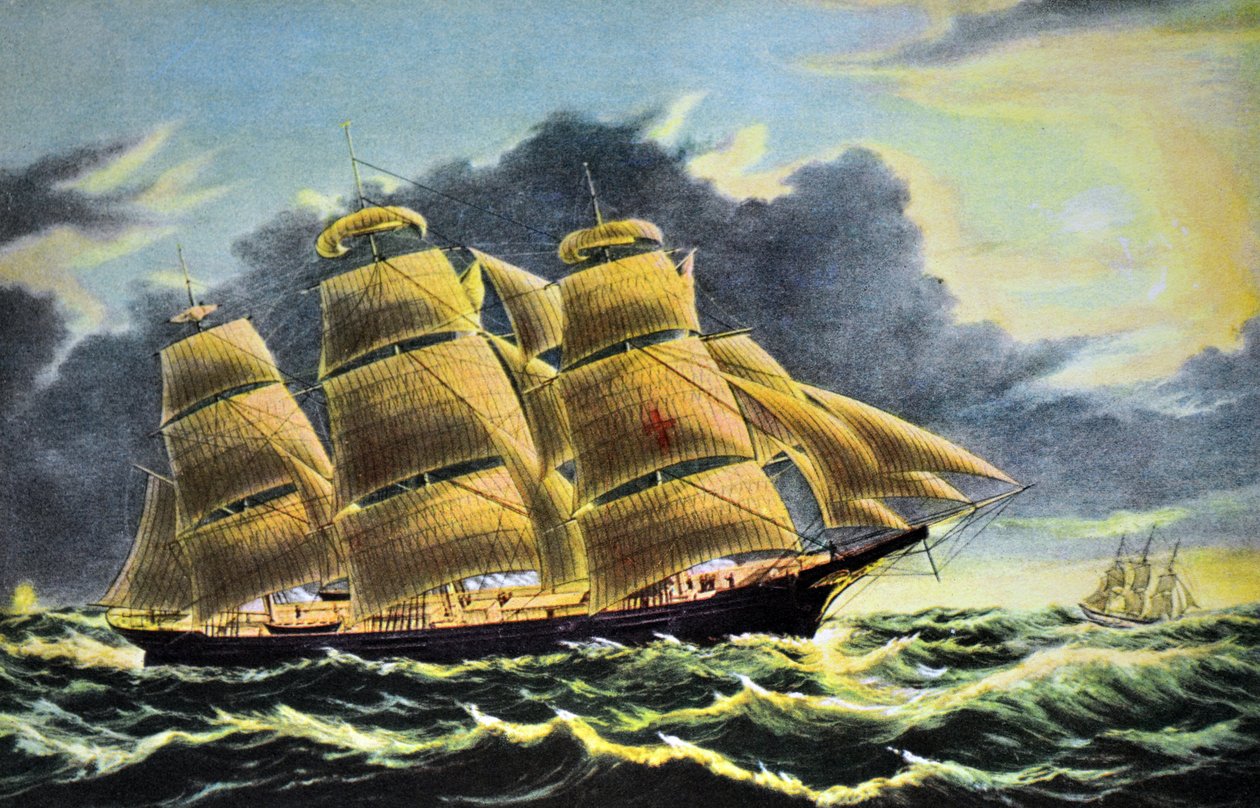 Clipper Ship Dreadnought off Tuskar Light od N. and Ives, J.M. Currier