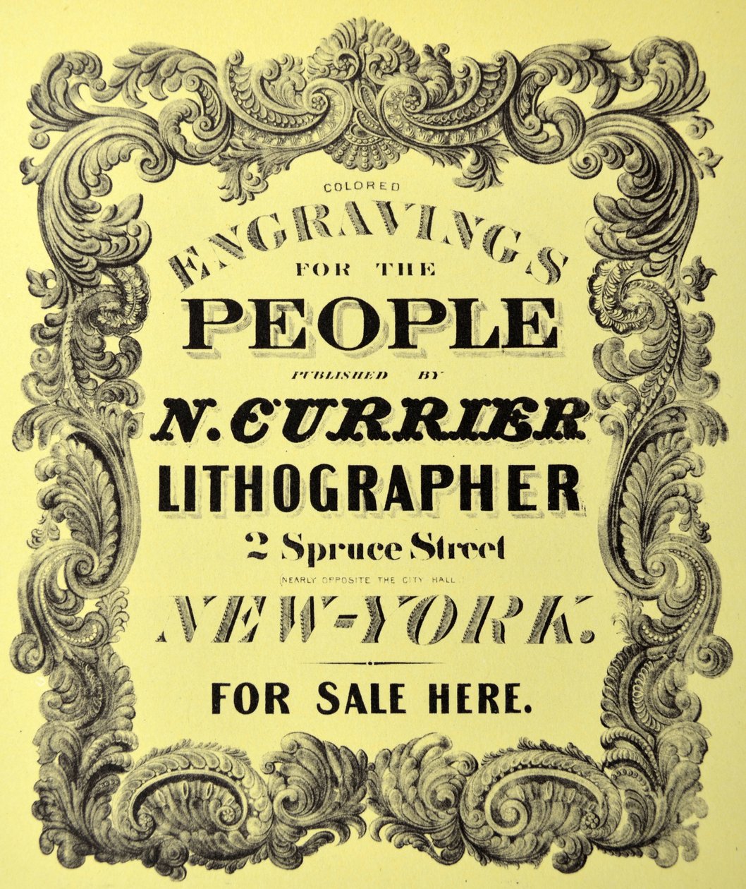 Ilustrace Currier & Ives 19. století. Knižní značka na titulní straně : Barevné rytiny pro lidi od N. and Ives, J.M. Currier