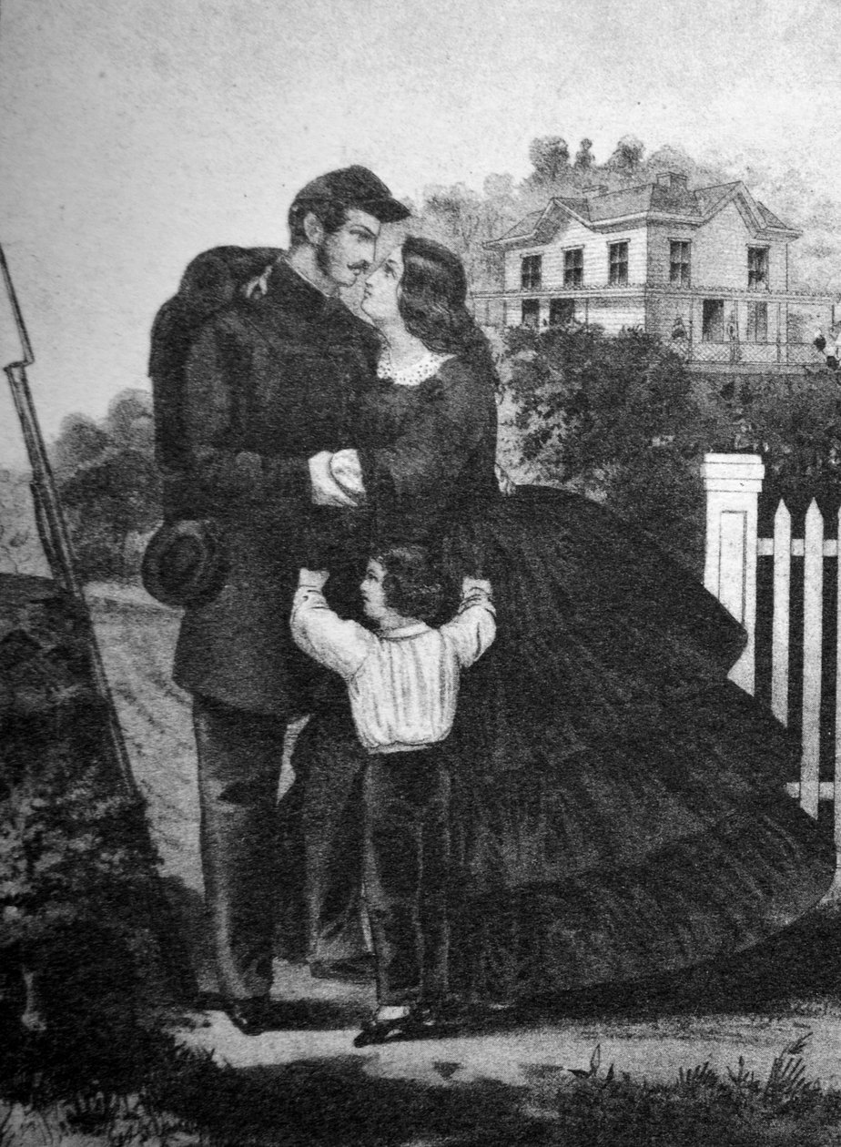 Currier & Ives ilustrace 19. století. Vyrazit do války. Vojáci se loučí. od N. and Ives, J.M. Currier