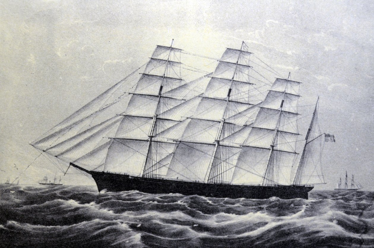 Currier & Ives ilustrace 19. století. The Clipper ship The Great republic od N. and Ives, J.M. Currier