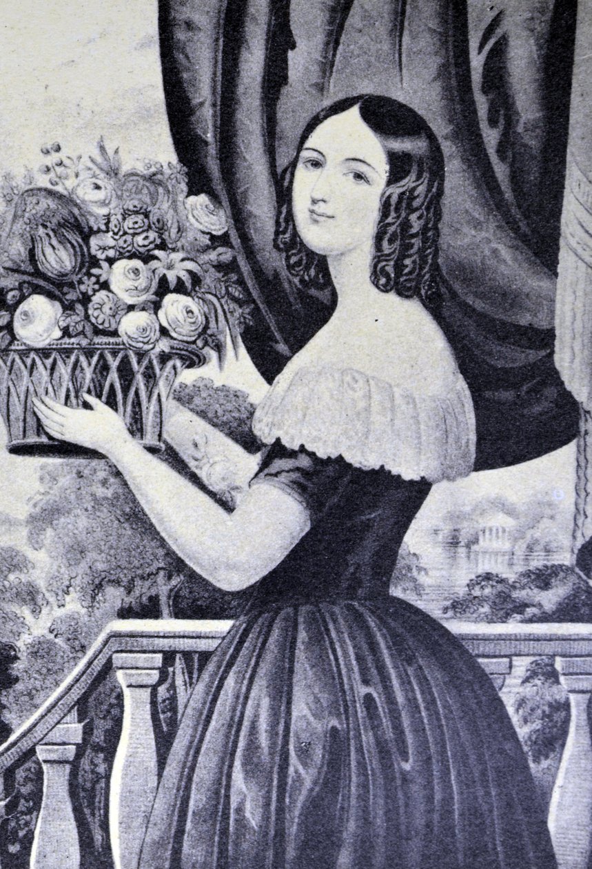 Currier & Ives ilustrace 19. století. Květinářka od N. and Ives, J.M. Currier