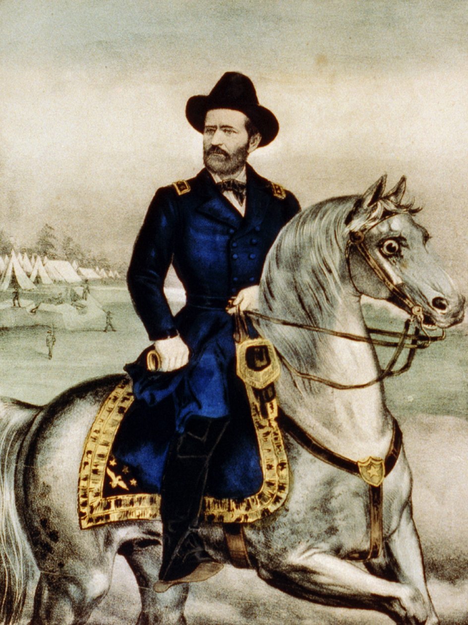 Generálporučík. Ulysses S. Grant, 1880 (ručně kolorované lito) od N. and Ives, J.M. Currier