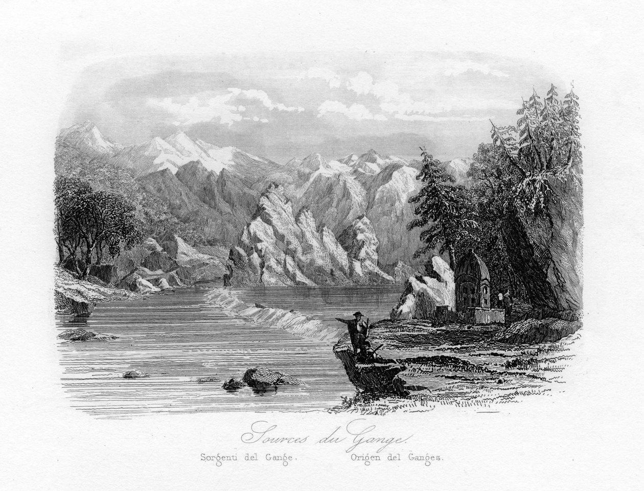 Zdroj Gangy, Indie, c1840 od N. Remond
