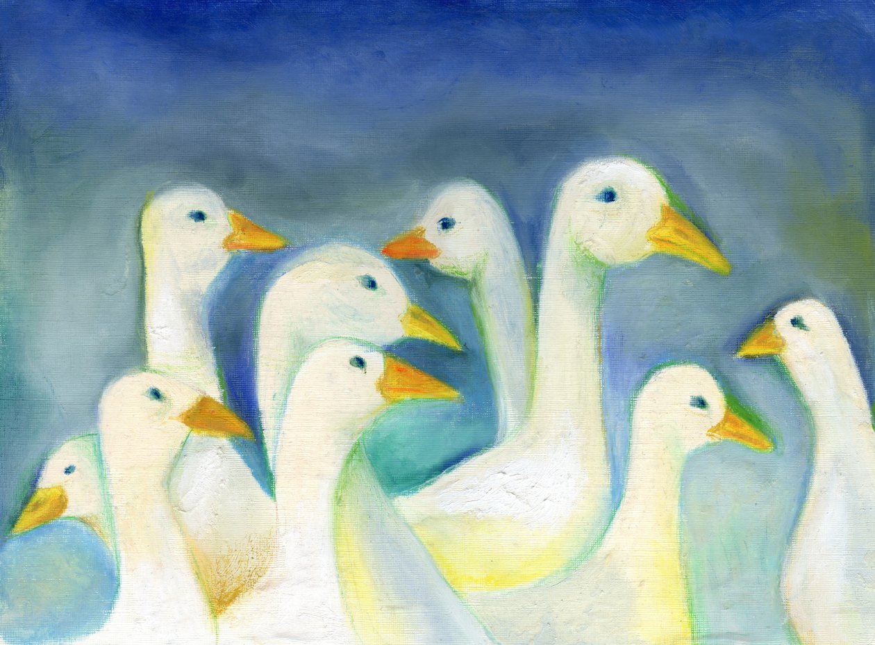 Gaggle, 2012 (olejové pastely na papíře) od Nancy Moniz Charalambous