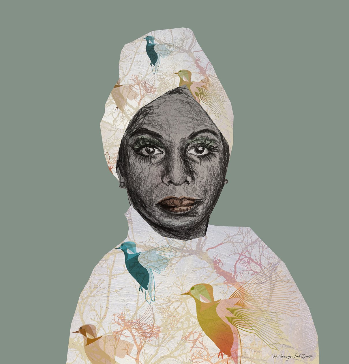 Nina Simone, 2022 (kresba) od Nancy Moniz Charalambous