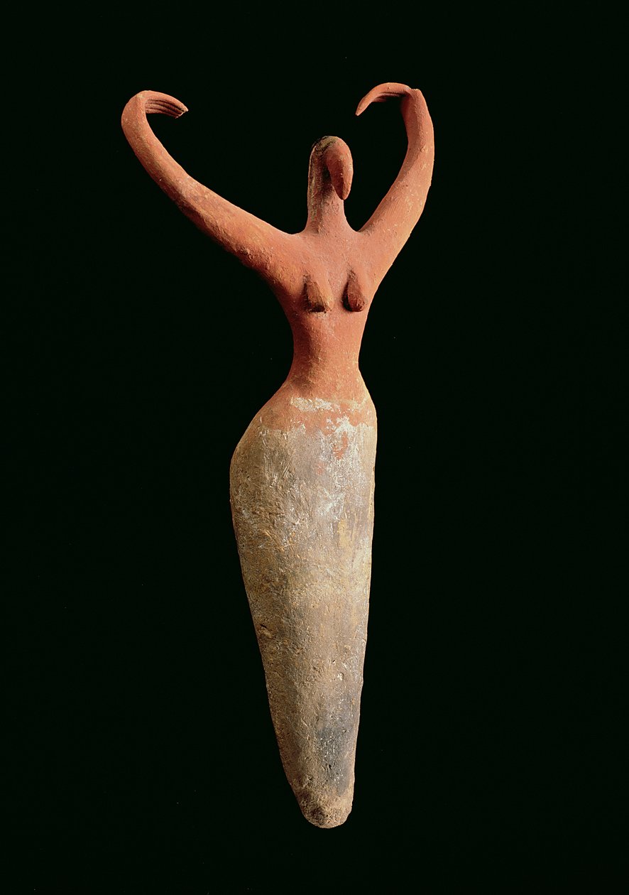 Ženská figurka, z El Mamariya, cca 3600-3500 př.nl (malovaná terakota) (viz 201159) od Naqada I Period Egyptian