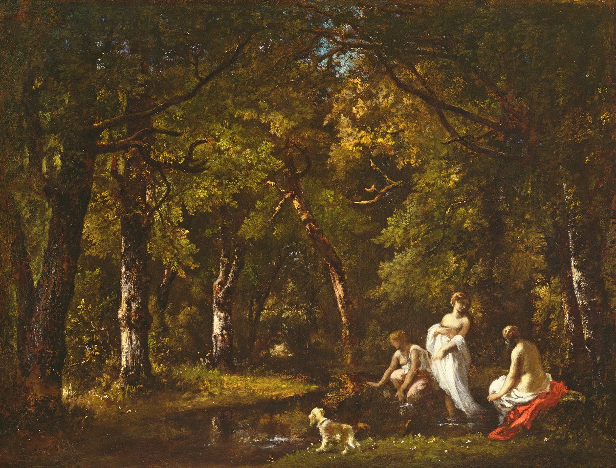 Bathers by a Woodland Stream, 1859 (olej na plátně lemovaném lepidlem) od Narcisse Virgile Diaz de la Peña