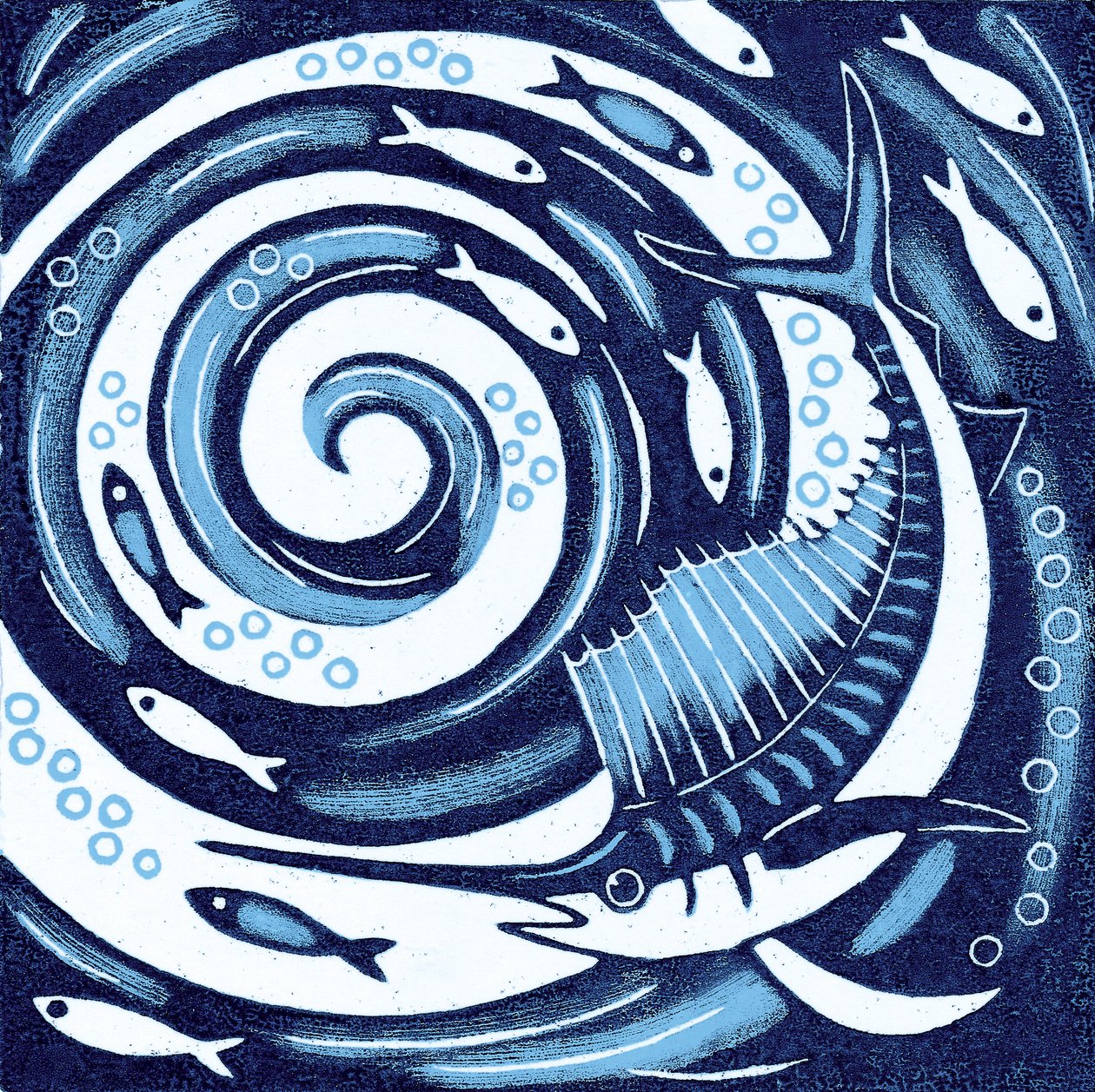 Sailfish, 2010 (barevný dřevoryt) od Nat Morley
