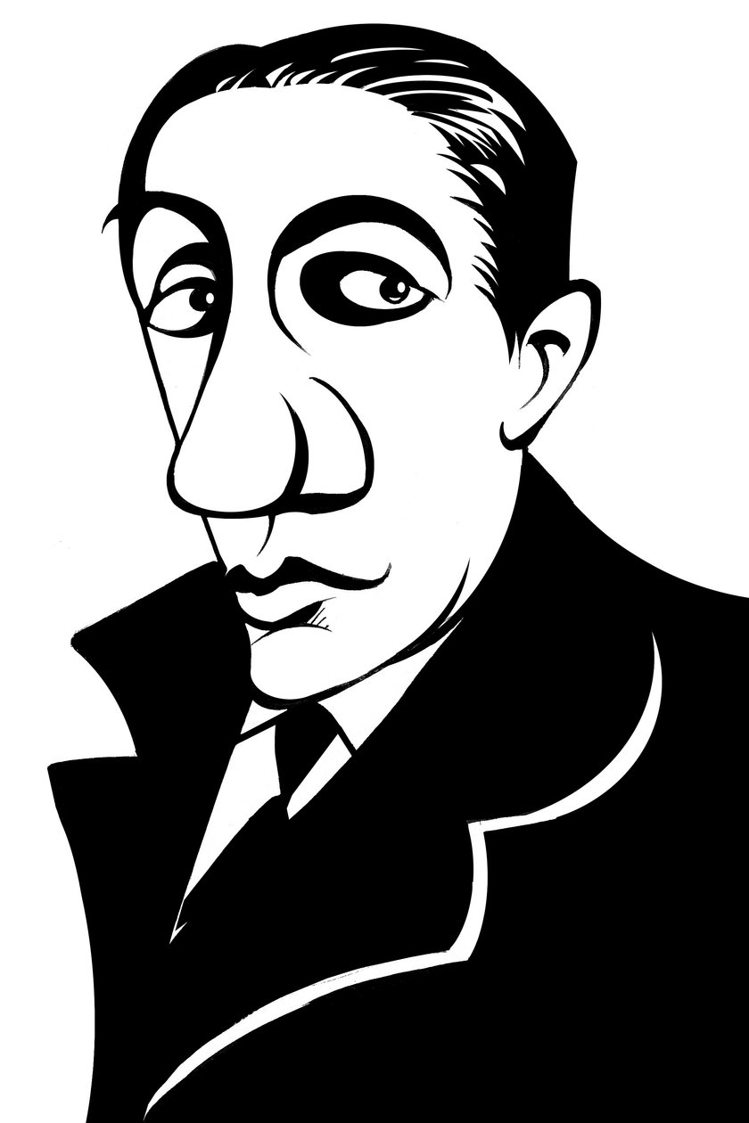 Alfredo Casella, italský skladatel, (1883 - 1947) karikatura od Neale Osborne