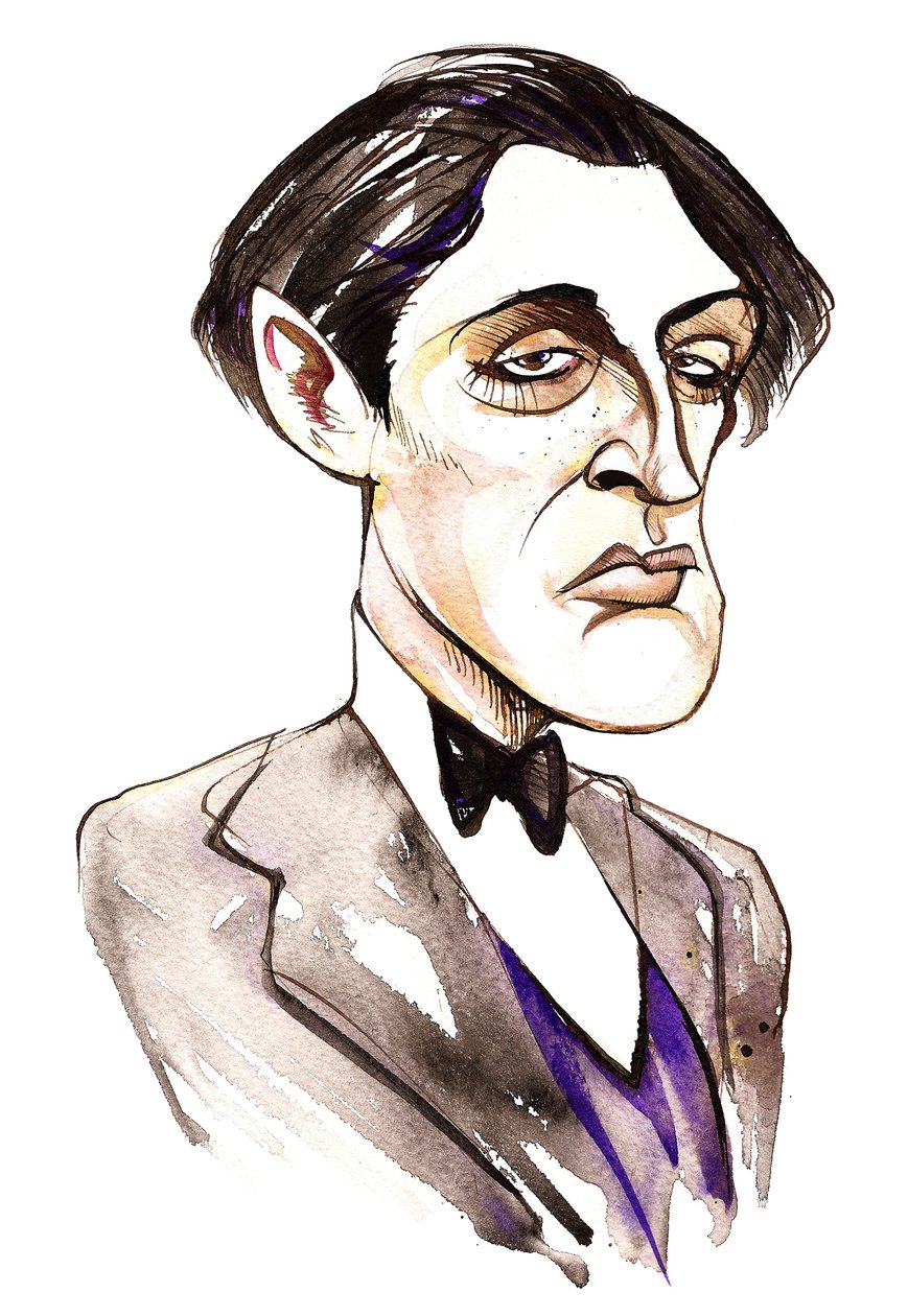 Rakouský skladatel Alban Berg (1885-1935) ; karikatura od Neale Osborne