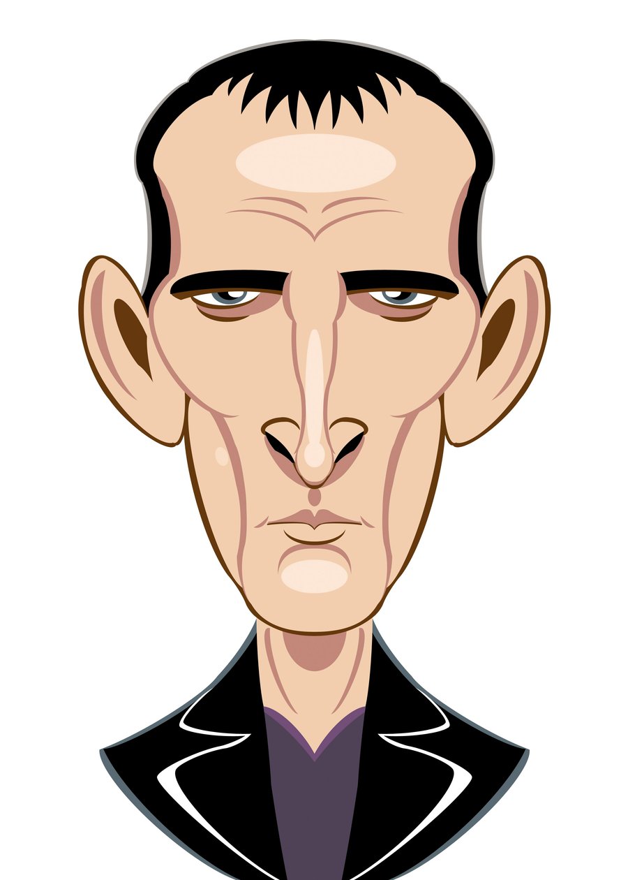 Christopher Eccleston jako Doctor Who - karikatura od Neale Osborne