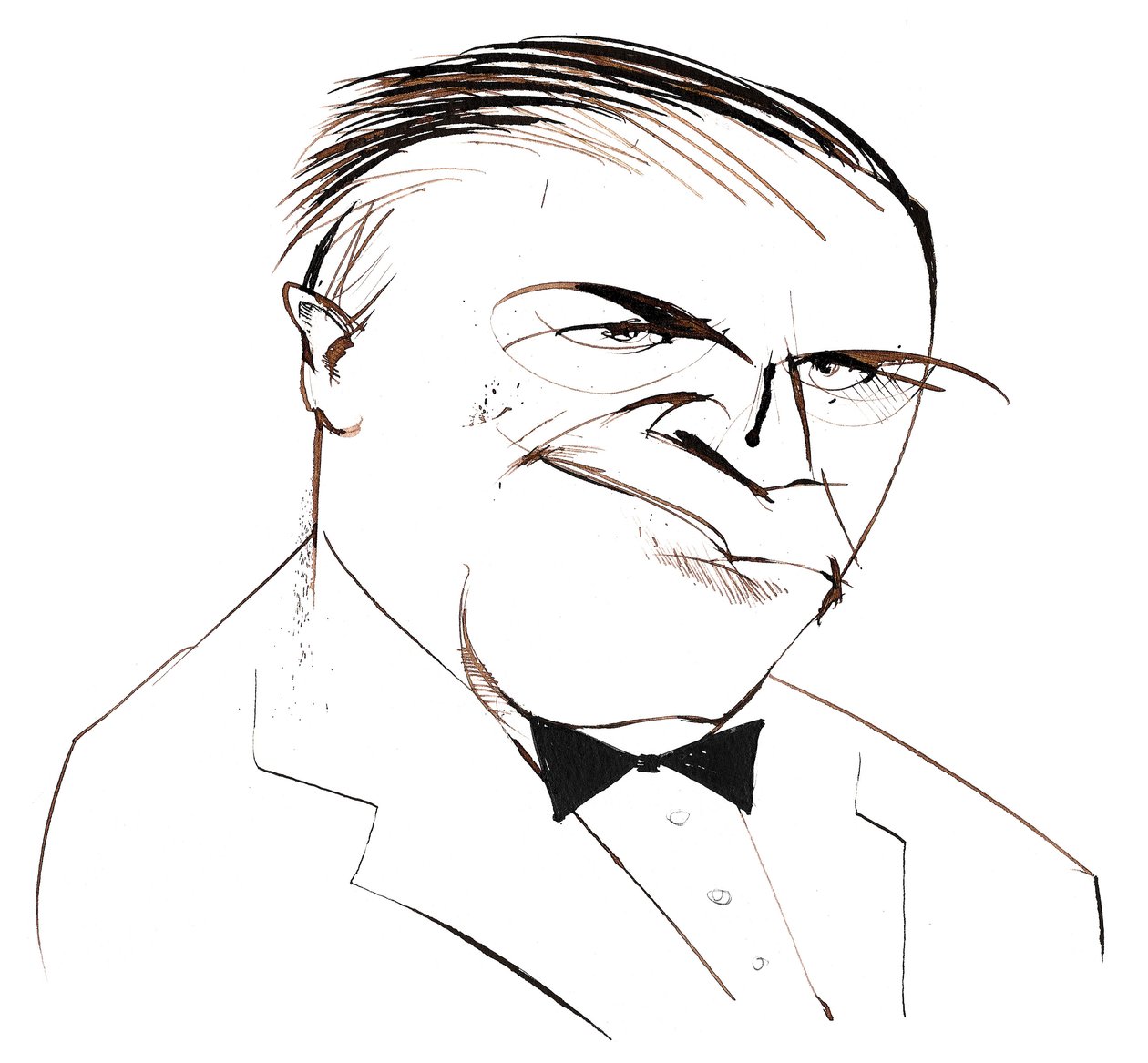Ferde Grofé (1892 - 1972) americký skladatel, aranžér a pianista, karikatura od Neale Osborne