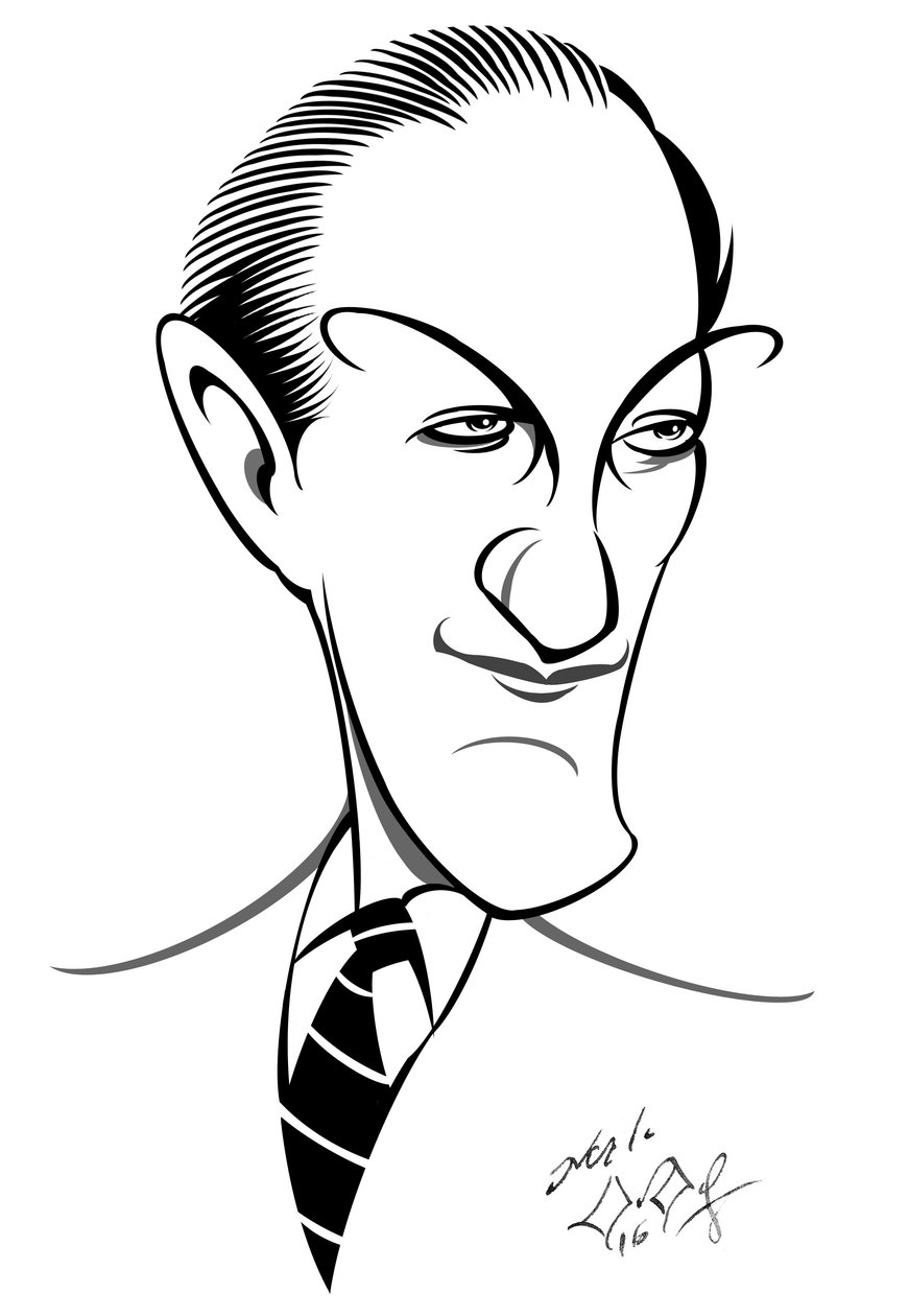 George Gershwin , americký skladatel, textař a pianista (rozeným jménem Jakob Gershwin), (1898 - 1937) karikatura od Neale Osborne