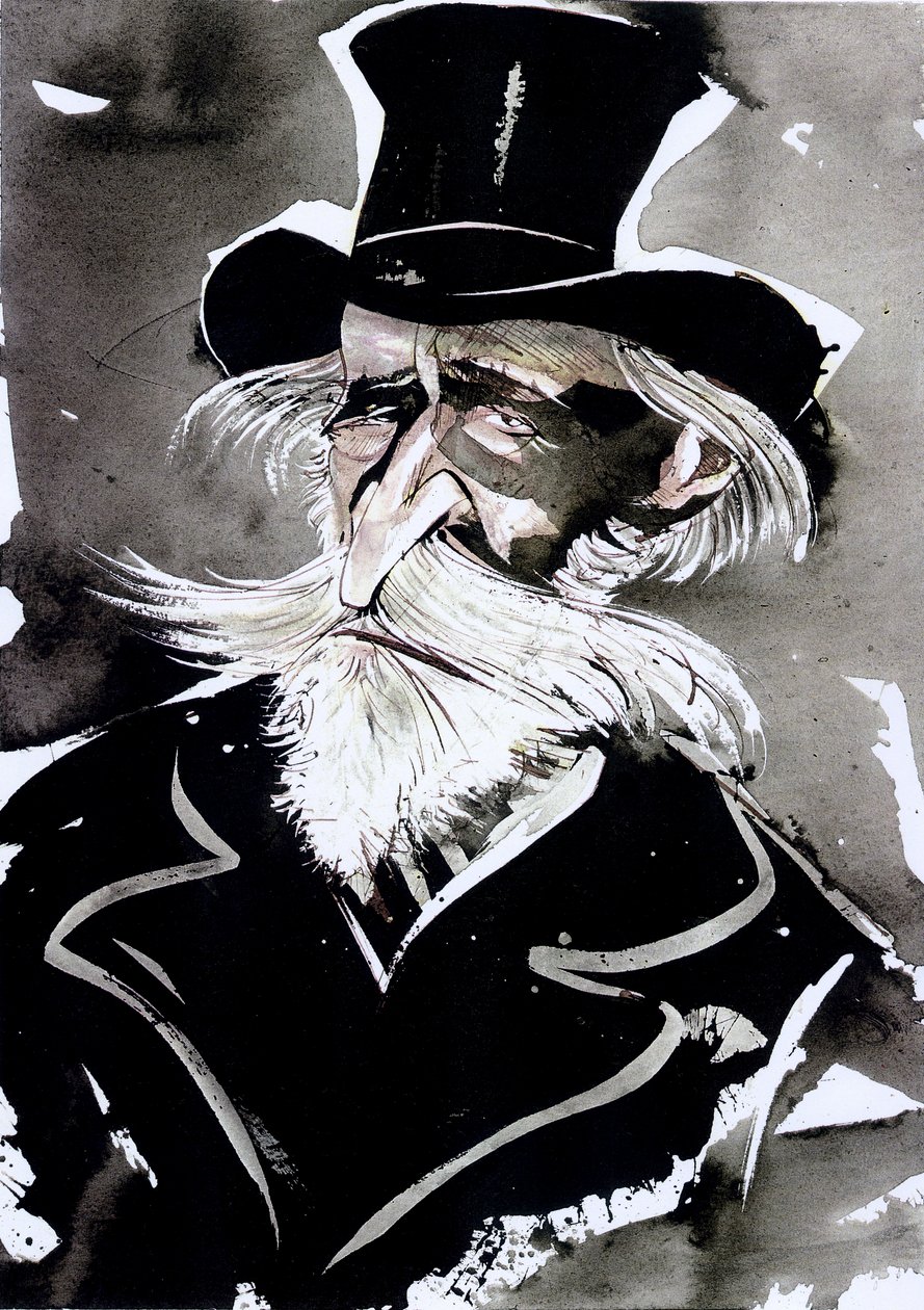 Giuseppe Verdi - karikatura italského skladatele od Neale Osborne