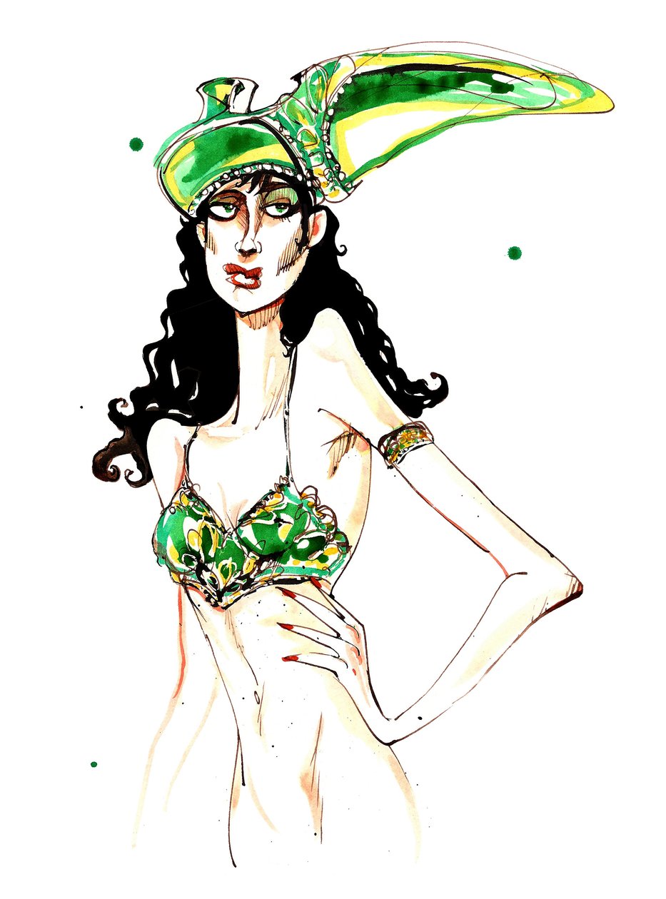 Zelený klobouk na boty ve stylu art deco: ze série inspirované kloboukem Elsa Schiaparelli ve tvaru boty od Neale Osborne