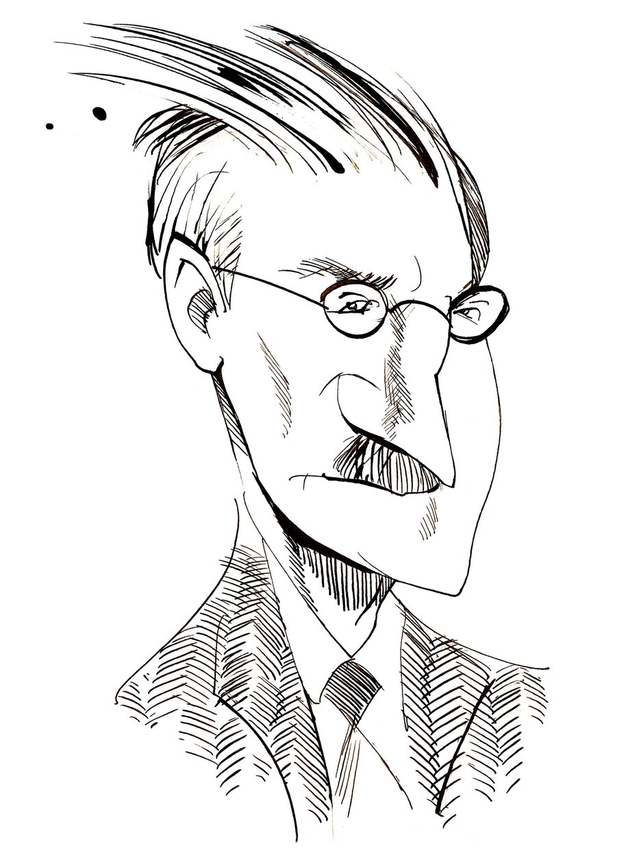 James Joyce - karikatura irského spisovatele (1882-1941) od Neale Osborne