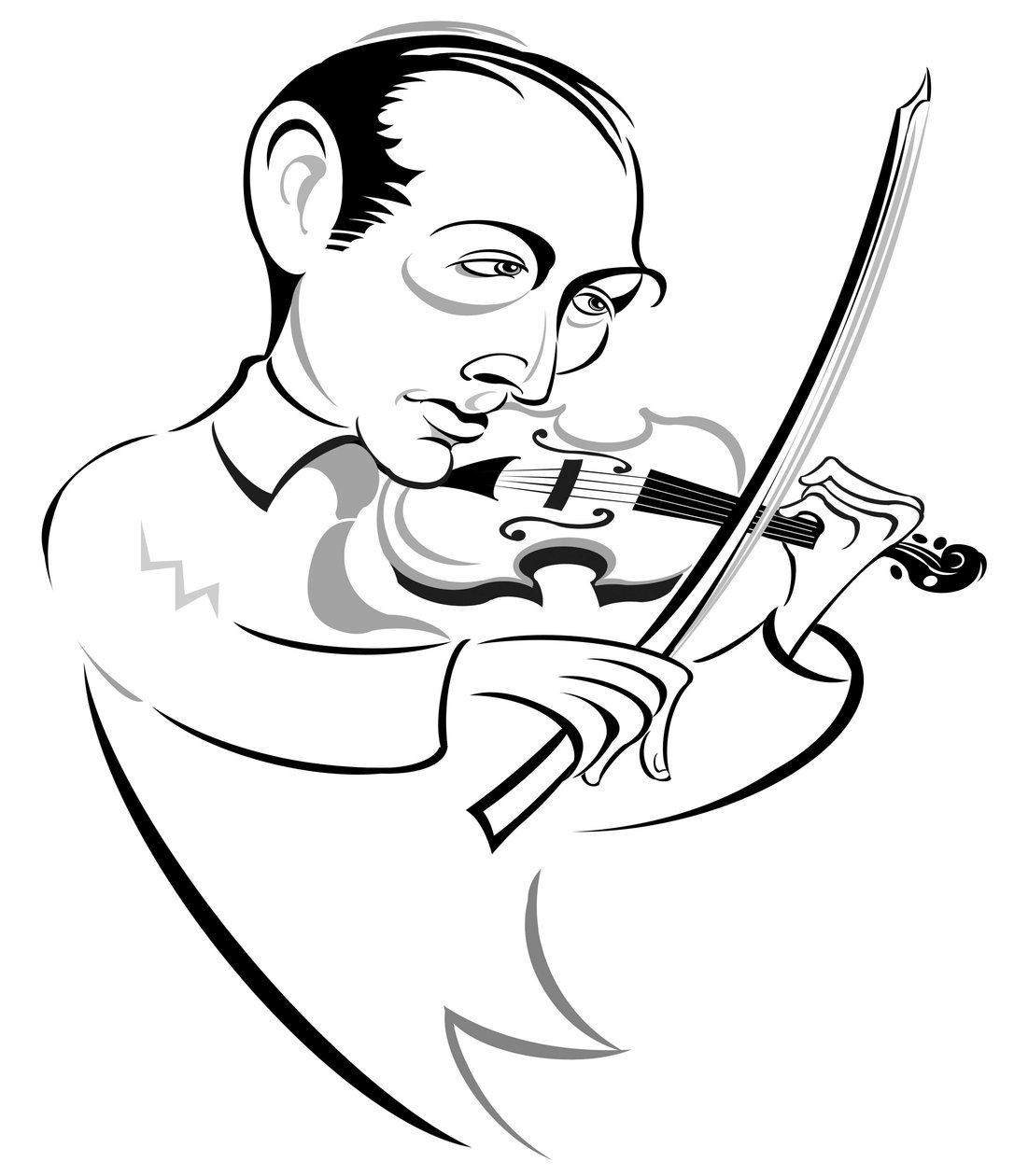 Joseph Szigeti - maďarský houslista (1892-1973); stylizovaná karikatura od Neale Osborne