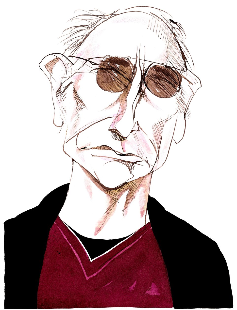 Larry David - karikatura amerického komediálního scenáristy, herce a producenta, narozen 1947 od Neale Osborne
