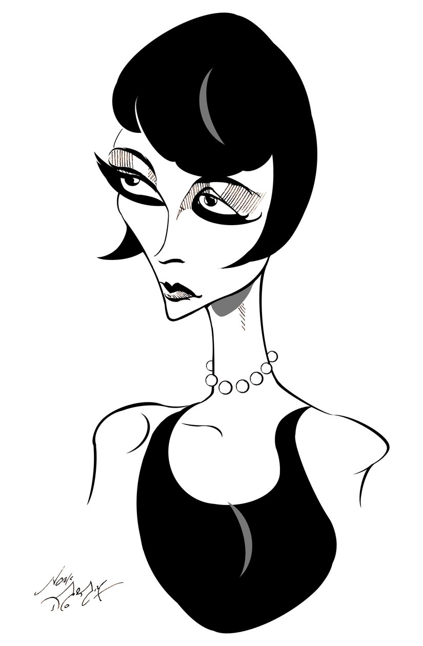 Louise Brooks - karikatura americké filmové herečky (1906-85) od Neale Osborne
