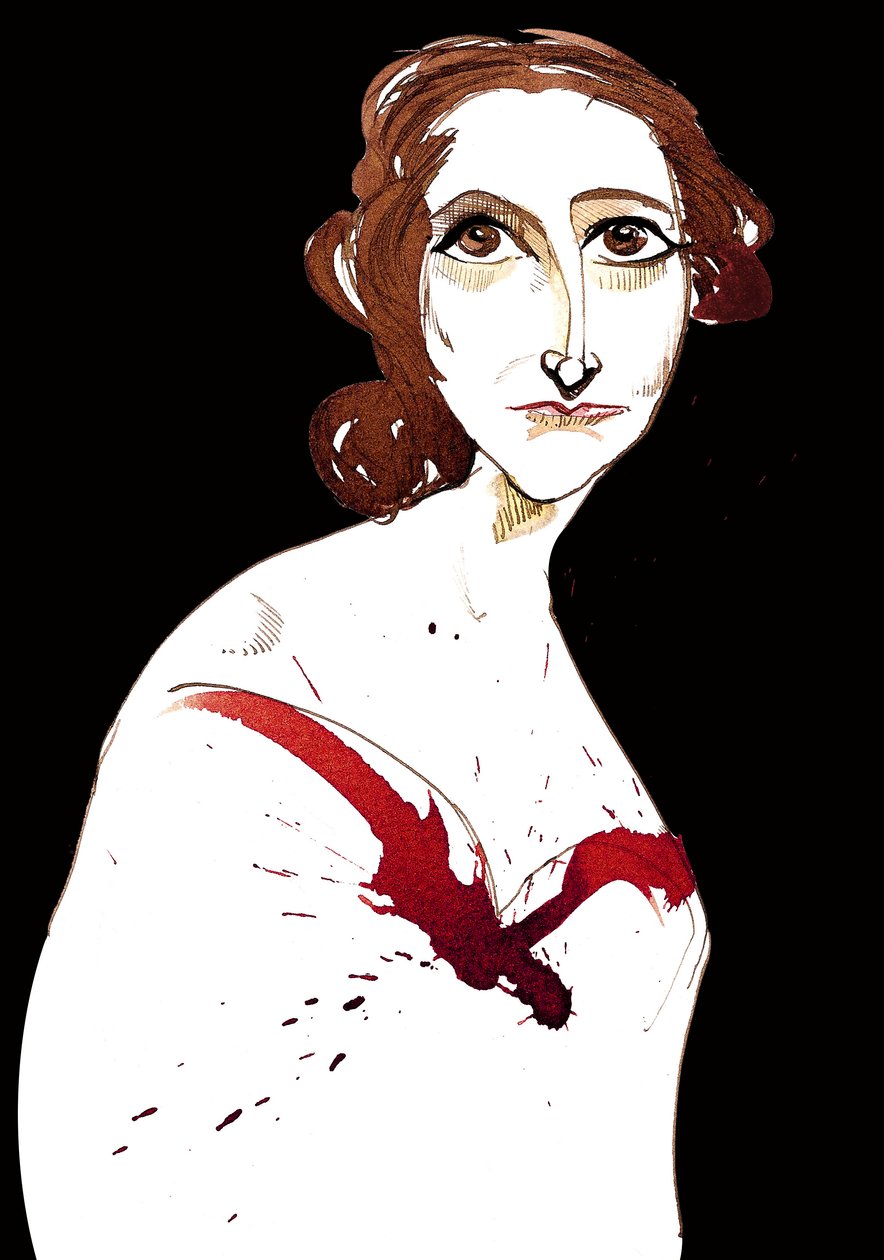 Mary Wollstonecraft Shelley - barevná karikatura od Neale Osborne