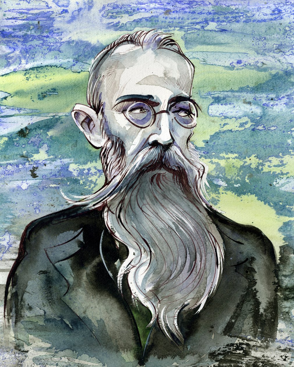 Nikolaj Rimskij-Korsakov - karikatura ruského skladatele od Neale Osborne