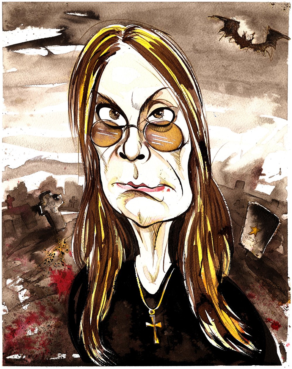 Ozzy Osbourne - barevná karikatura od Neale Osborne