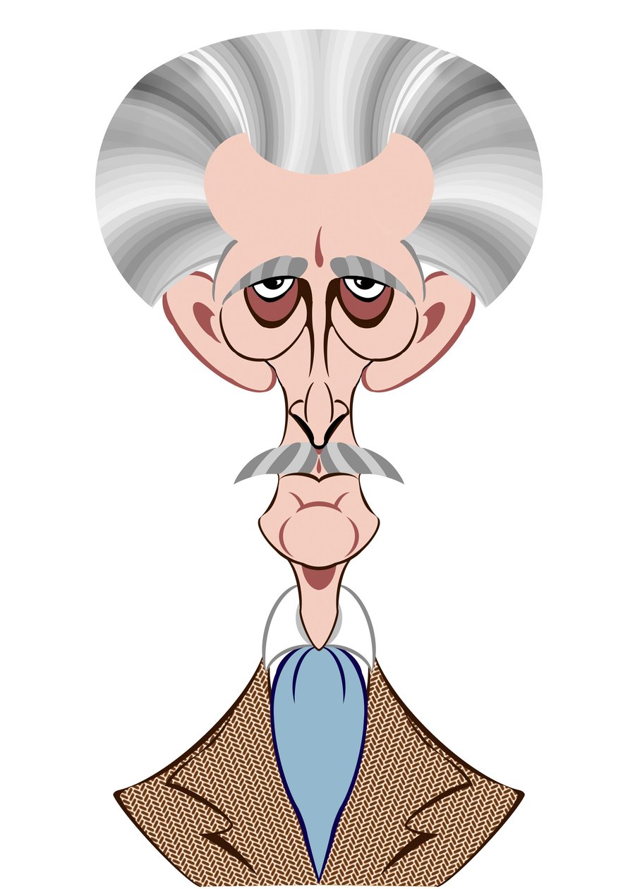 Peter Cushing jako Doctor Who - karikatura od Neale Osborne