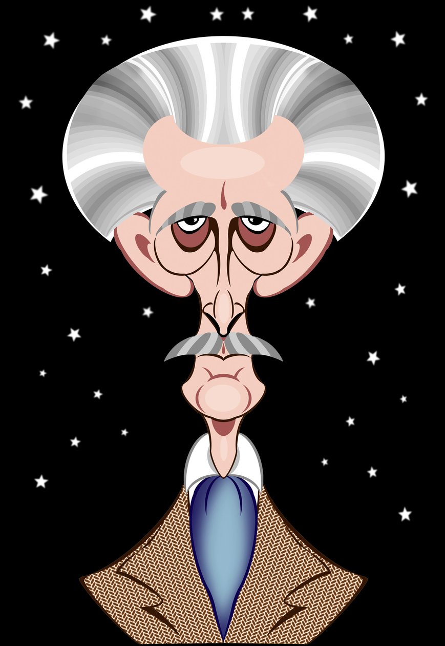 Peter Cushing jako Doctor Who - karikatura od Neale Osborne
