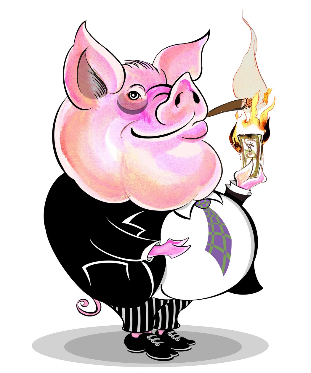 Prasátko - alegorické ilustrace od Neale Osborne
