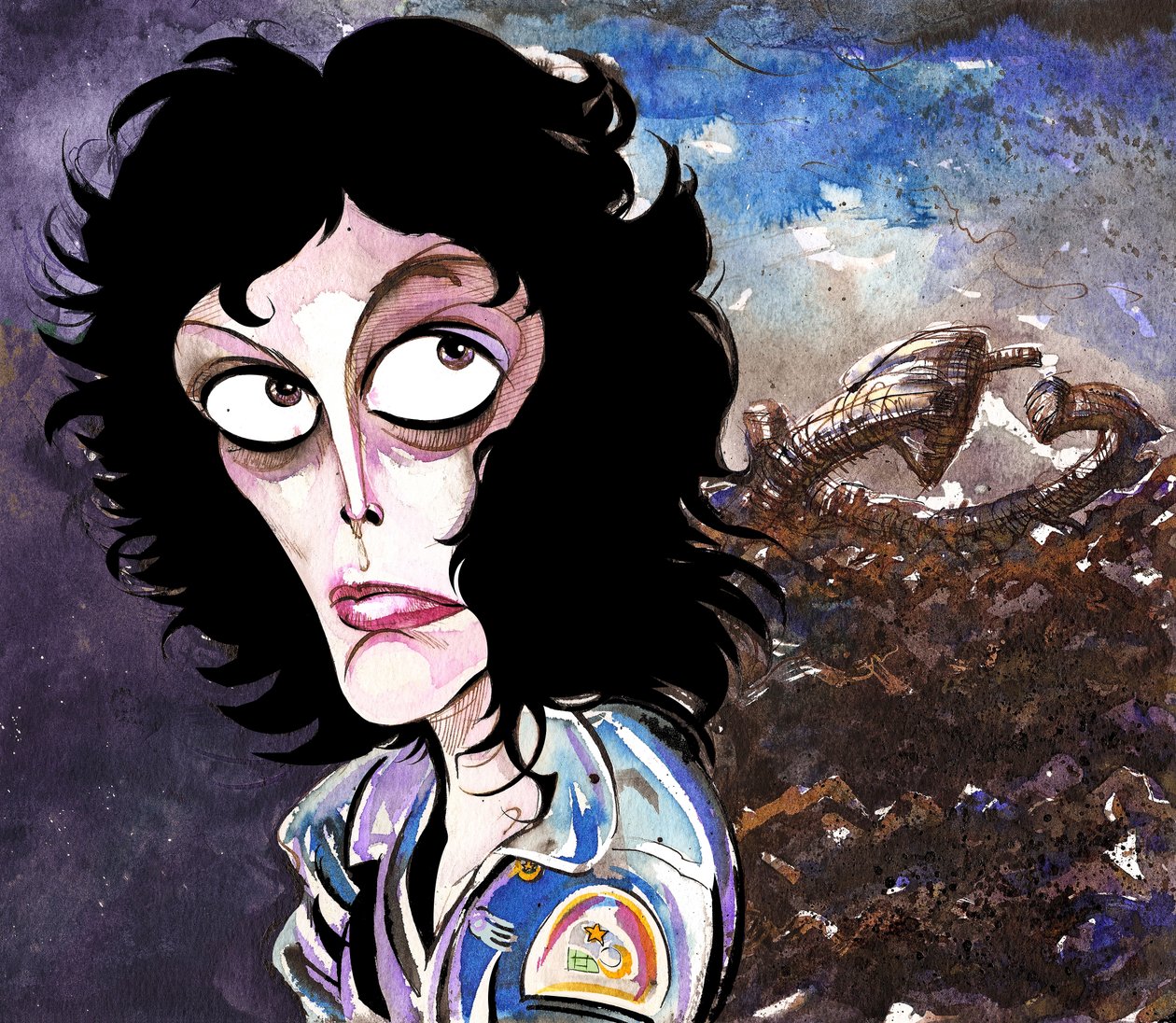 Sigourney Weaver jako Ellen Ripley ve Vetřelci od Neale Osborne