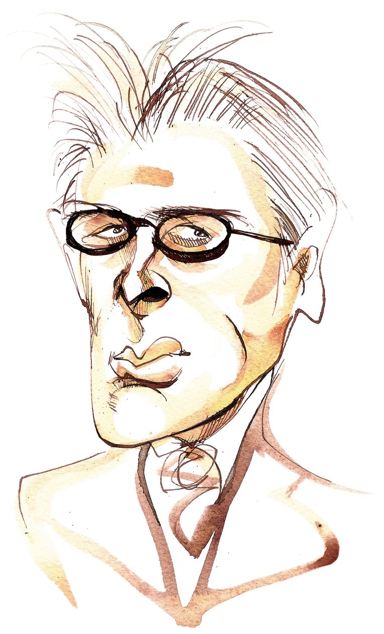 William Butler Yeats irský básník a dramatik (1865-1939); karikatura od Neale Osborne