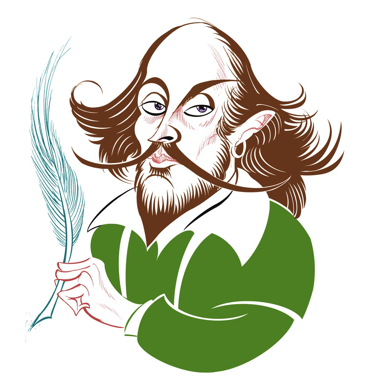 William Shakespeare - barevná karikatura od Neale Osborne