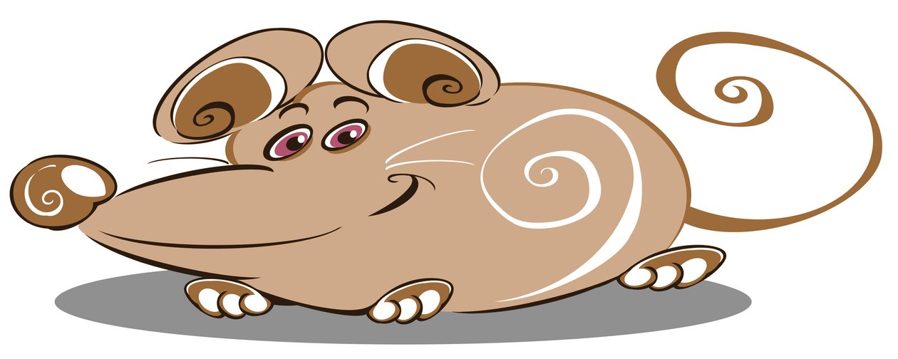 Curly Brown Mouse - karikatura od Neale Osborne
