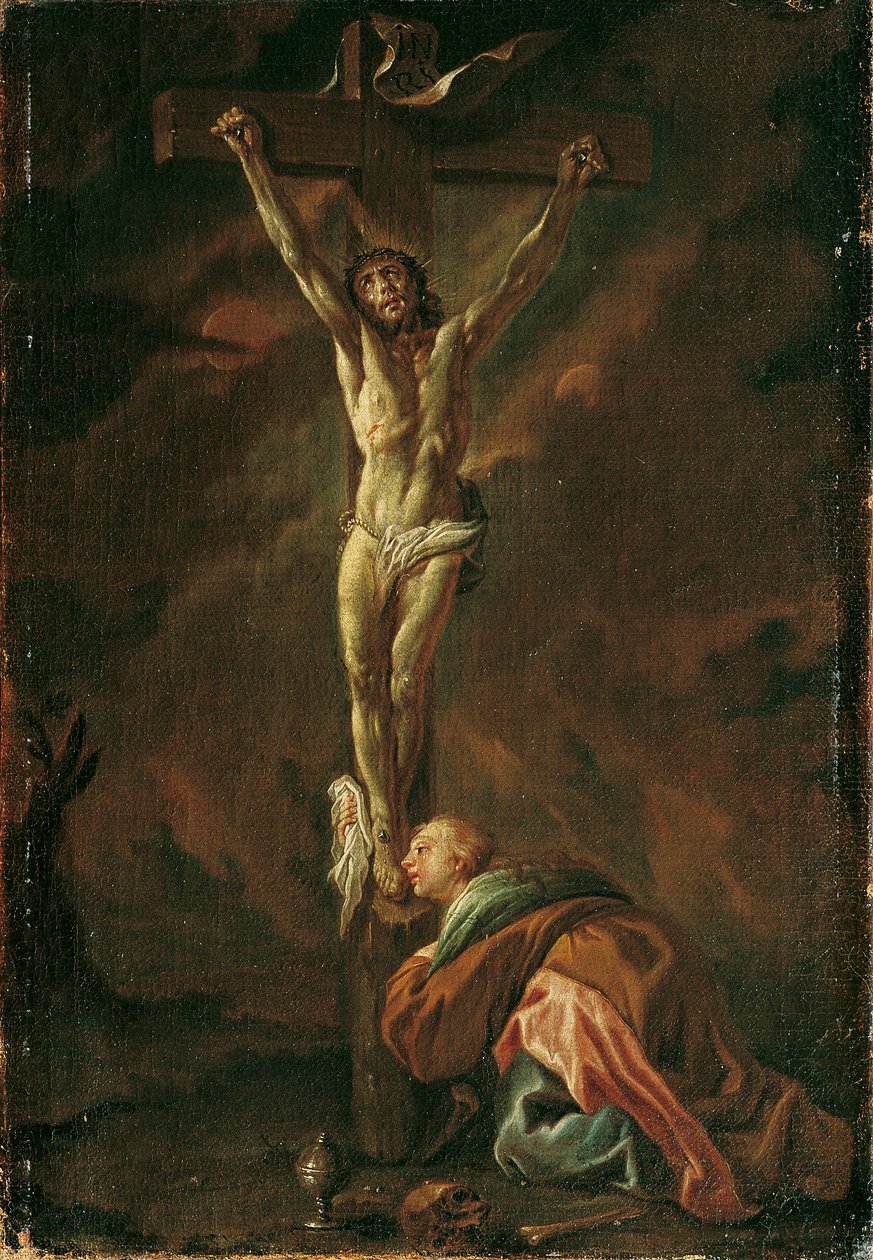 Kristus na kříži s Marií Magdalenou od Leopold Blonder