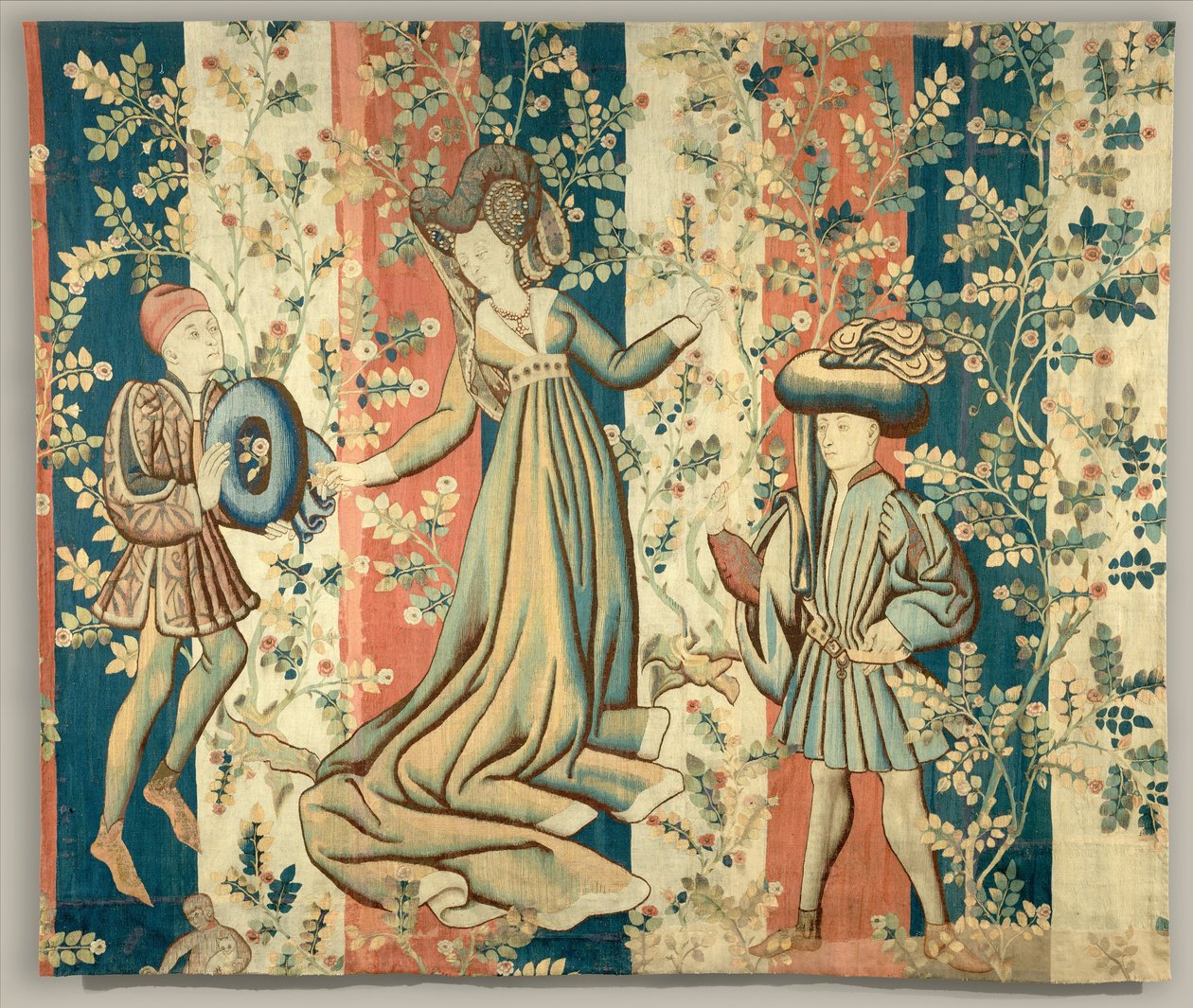 Dvořané v růžové zahradě: Dáma a dva pánové, cca 1440–1450 od Netherlandish School