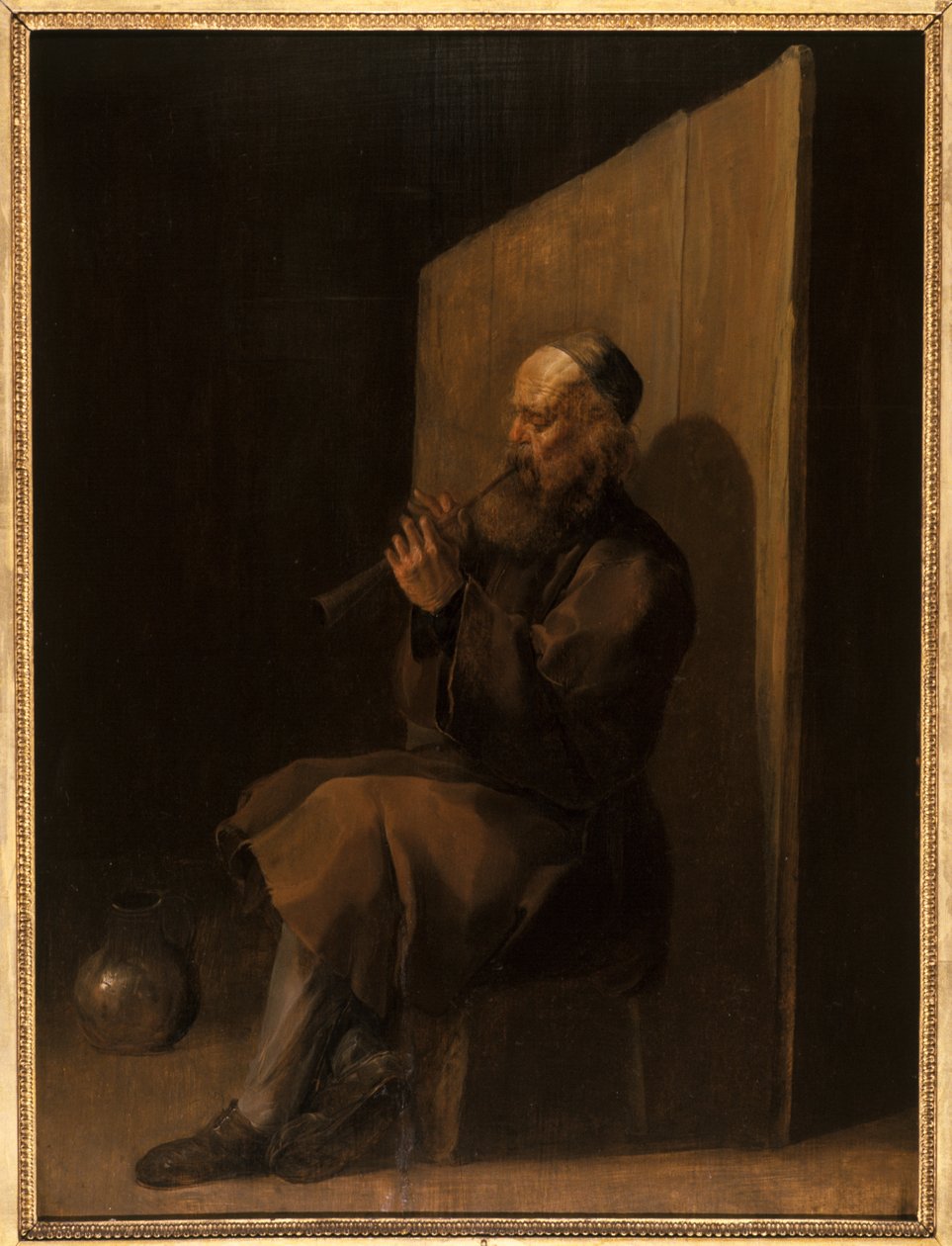 Starý hráč na flétnu od Netherlandish School