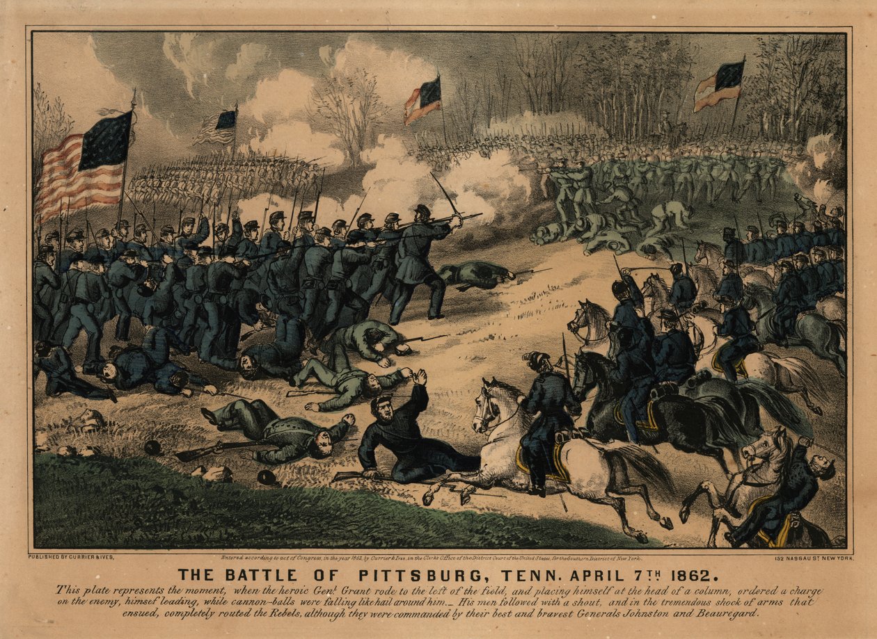 Bitva o Pittsburg, Tenn., 7. dubna 1862 od New York Currier and Ives