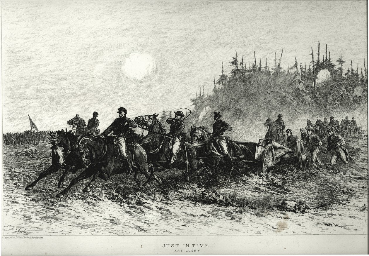 Právě včas. Dělostřelectvo. od Edwin Austin Forbes