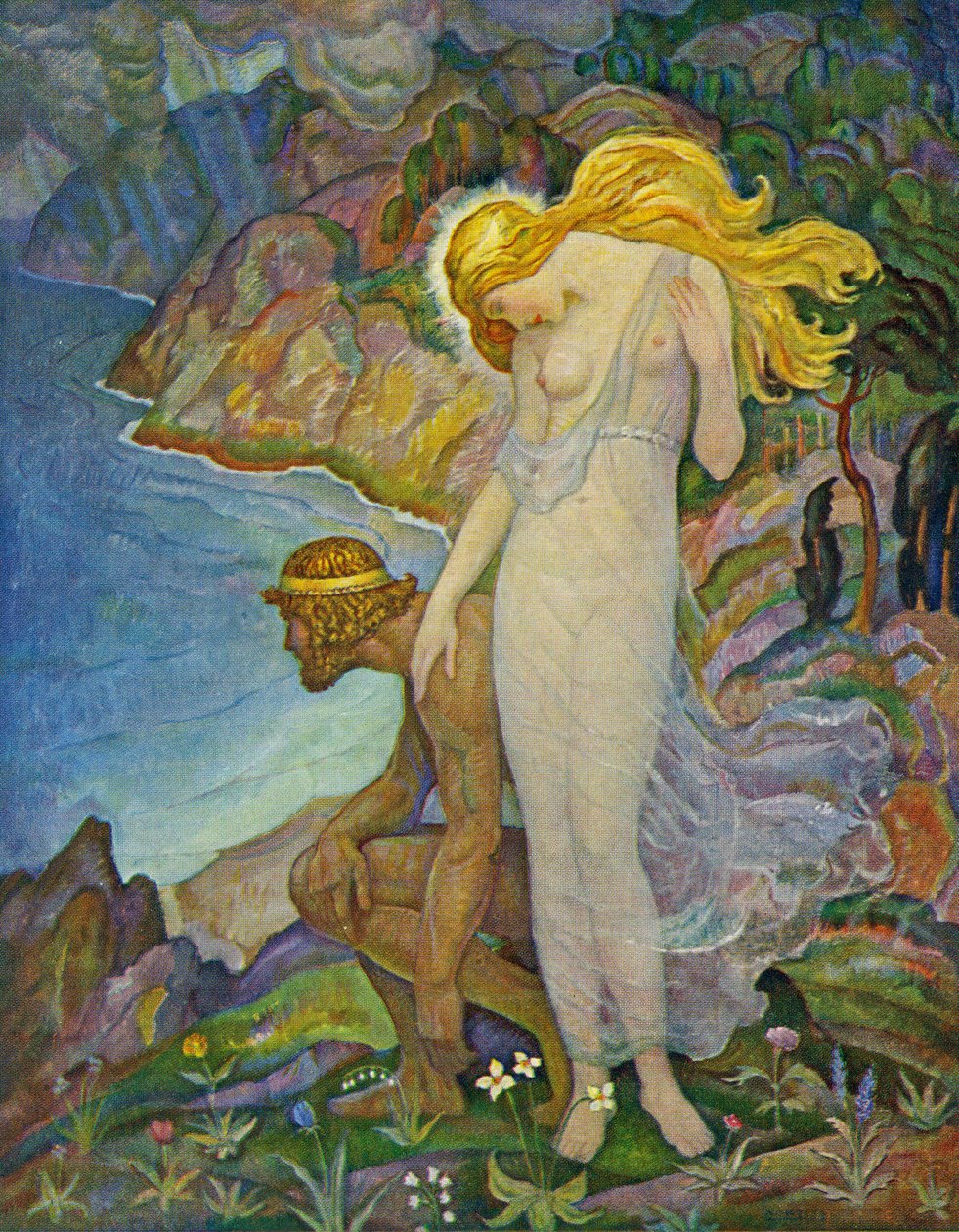 Odysseus a Calypso od Newell Convers Wyeth