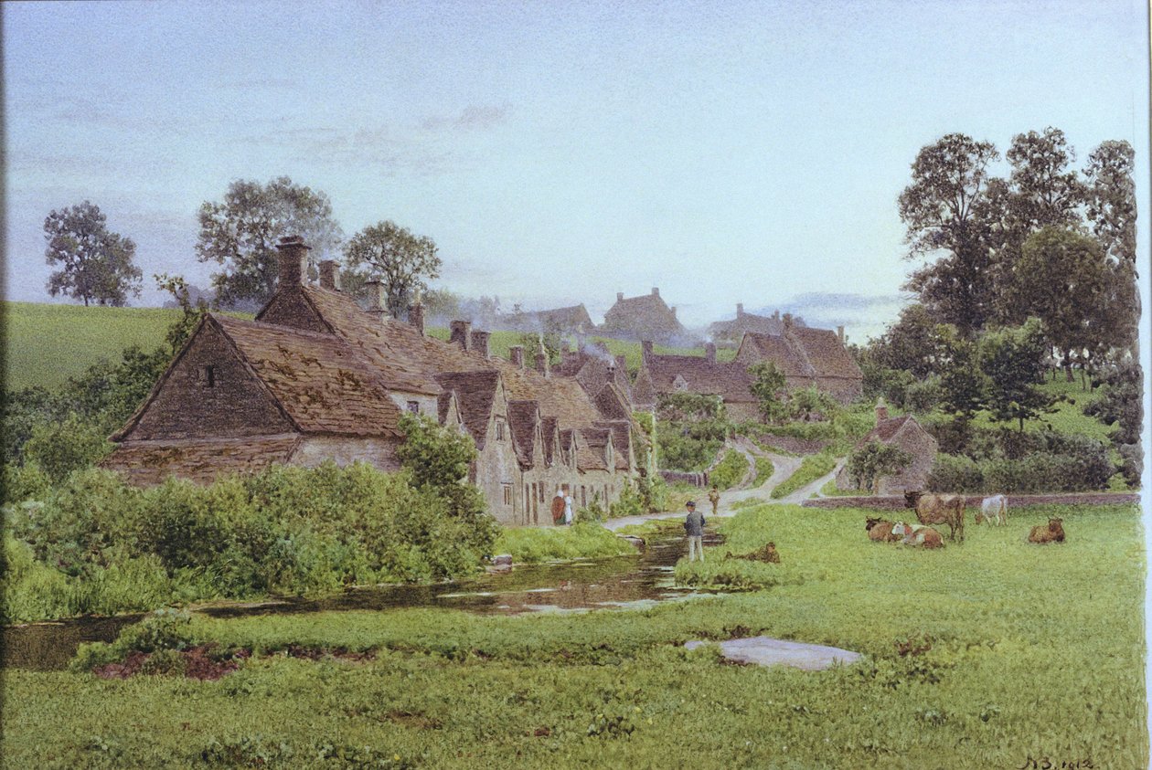 Večer v Arlington Row, Bibury, Gloucestershire od Newton Bennett