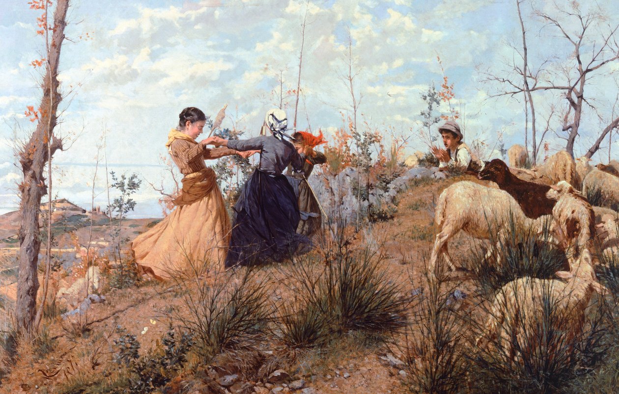 Ring-around-the-rosey, Niccolo Cannicci (1846-1906). od Niccolo Cannicci