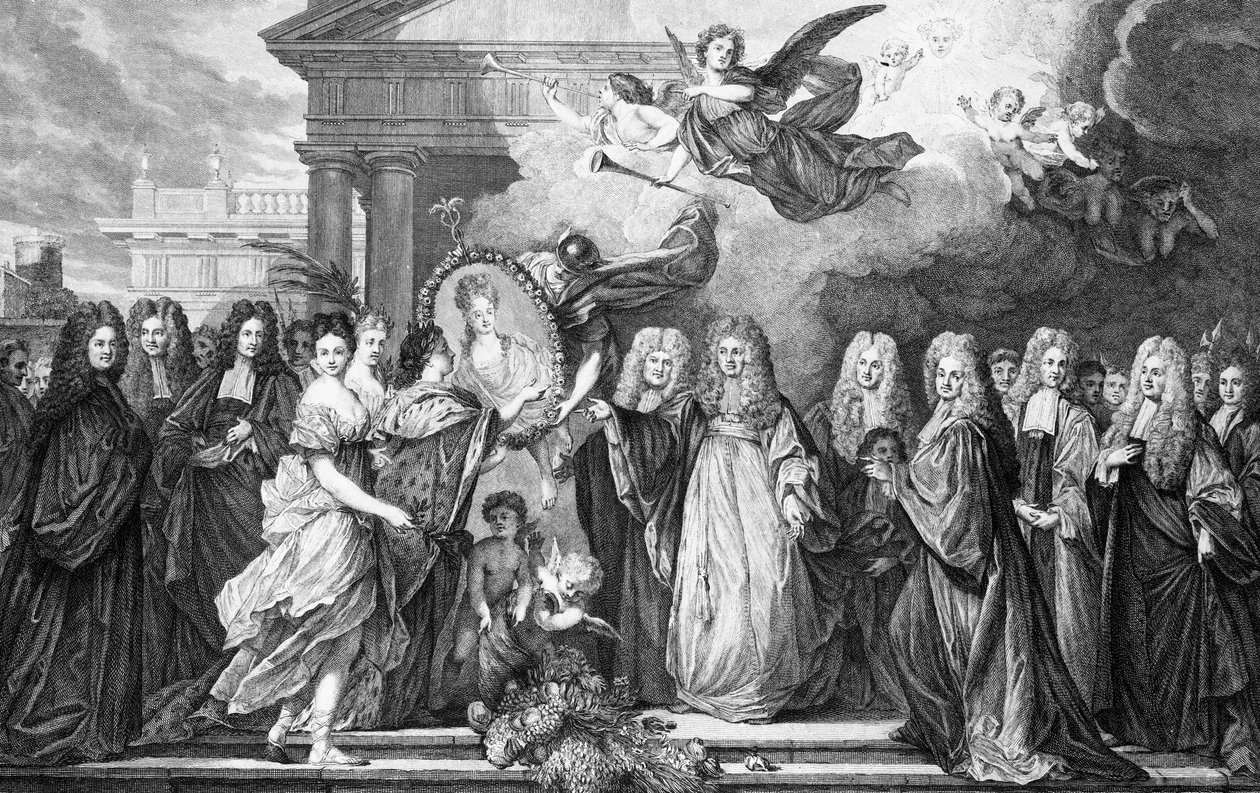 Sňatek Ludvíka Bourbonského s Marií Adelaidou Savojskou, vyryl Denis Nee, asi 1770 od Nicolas de Largillière